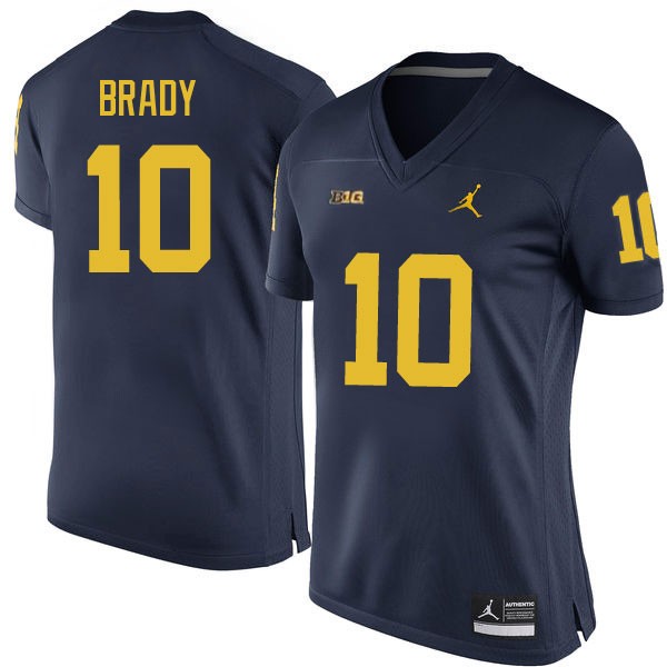 Women's NCAA Michigan Wolverines Tom Brady #10 Navy Brand Jordan Authentic Stitched Football College Jersey MS25E51WK